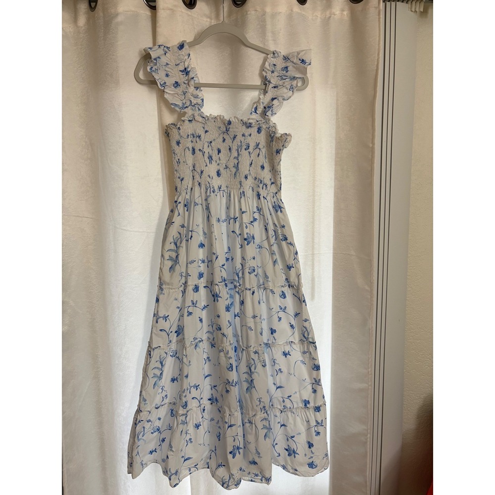 Hill House The Ellie Nap Dress in Blue Botanical Size Large - Picture 2 of 8